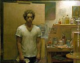 Jacob Collins Self Portrait with canvas painting